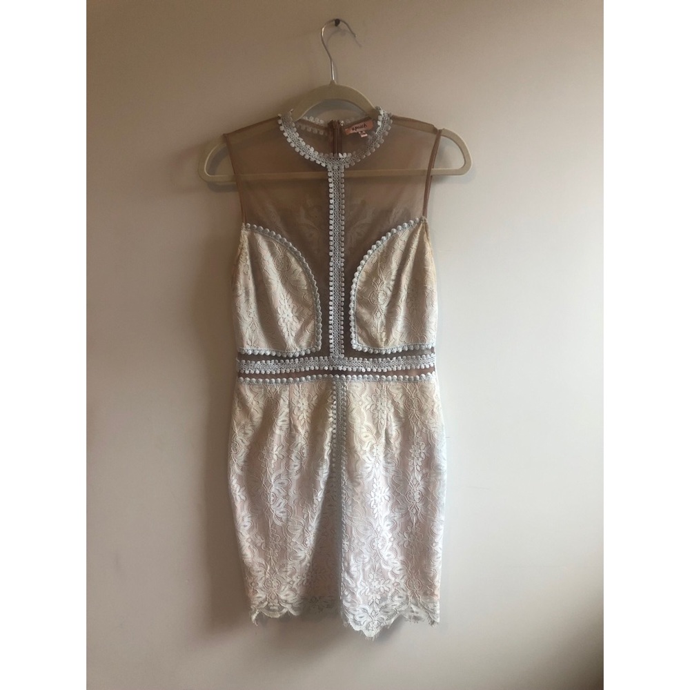 Nude Lace Dress with Mesh Detail